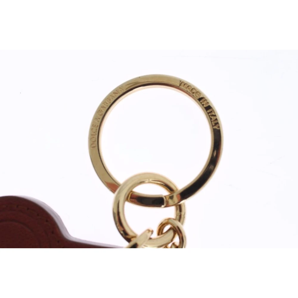 Dolce & Gabbana Bruin Leren Miss Sicily Gouden Sleutelhanger Yellow Heren