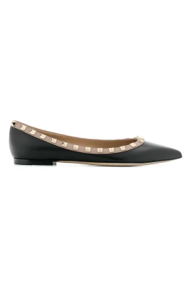 Rockstud Läder Ballerinaskor