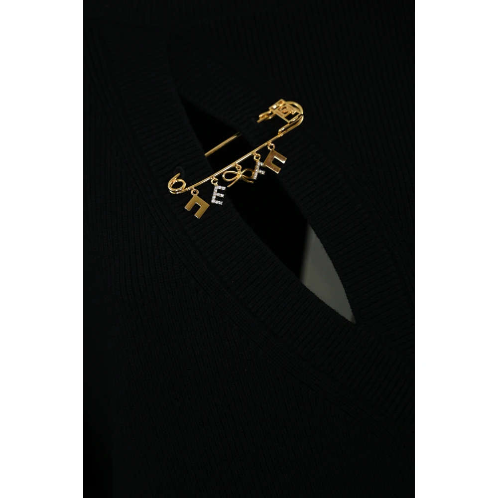 Elisabetta Franchi Zwarte viscose trui met bedeltjes Black Dames