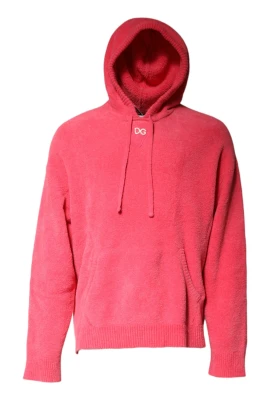 Röd Bomullstickad Huva Pullover Sweater