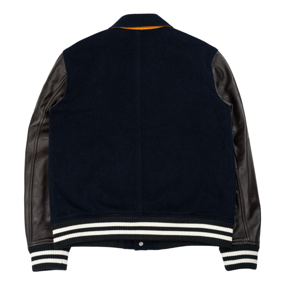 Wales Bonner Varsity jack met reliëfleer Blauw Bruin Blue Heren