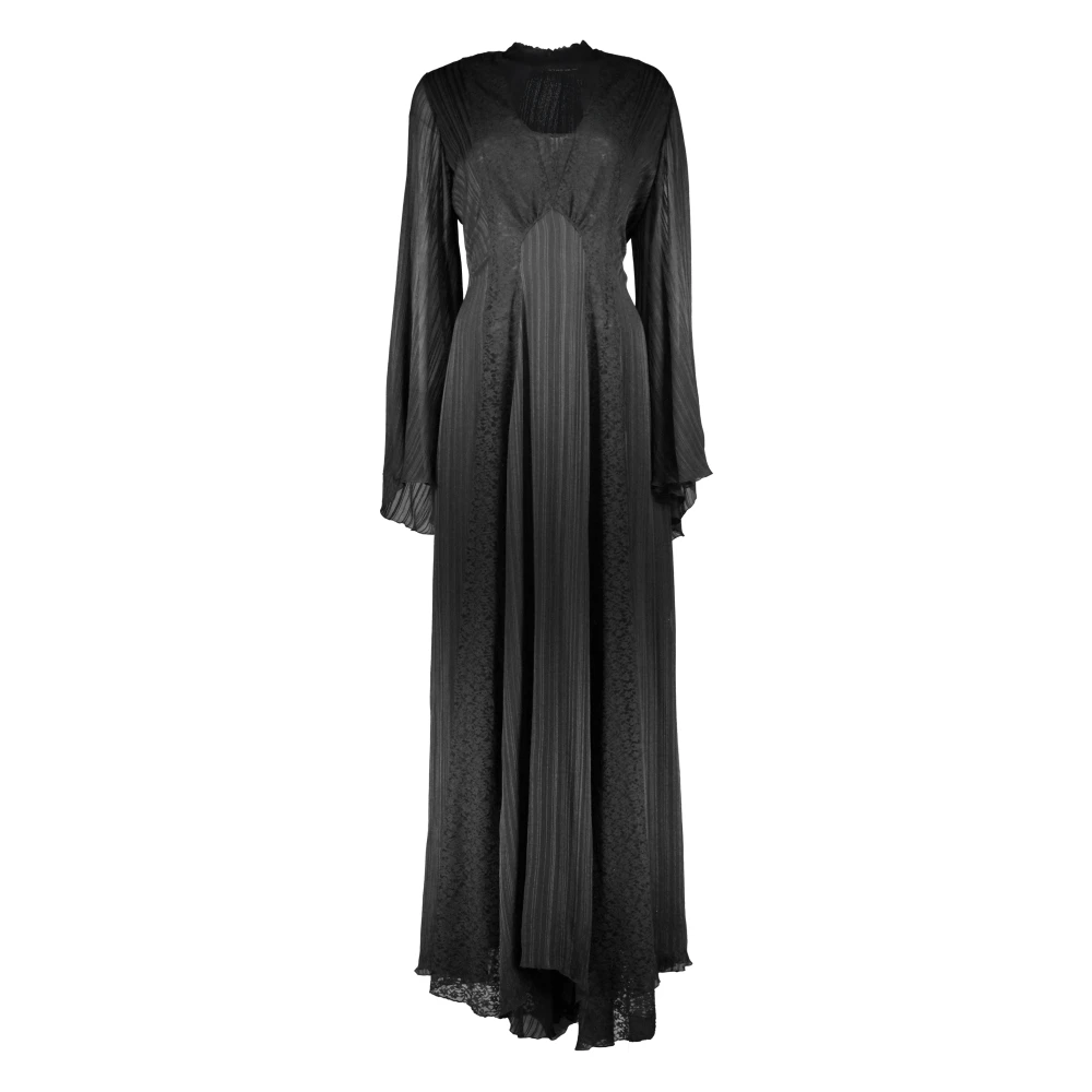 ETRO Zijden Maxi Jurk met Kant Inzetten Black Dames