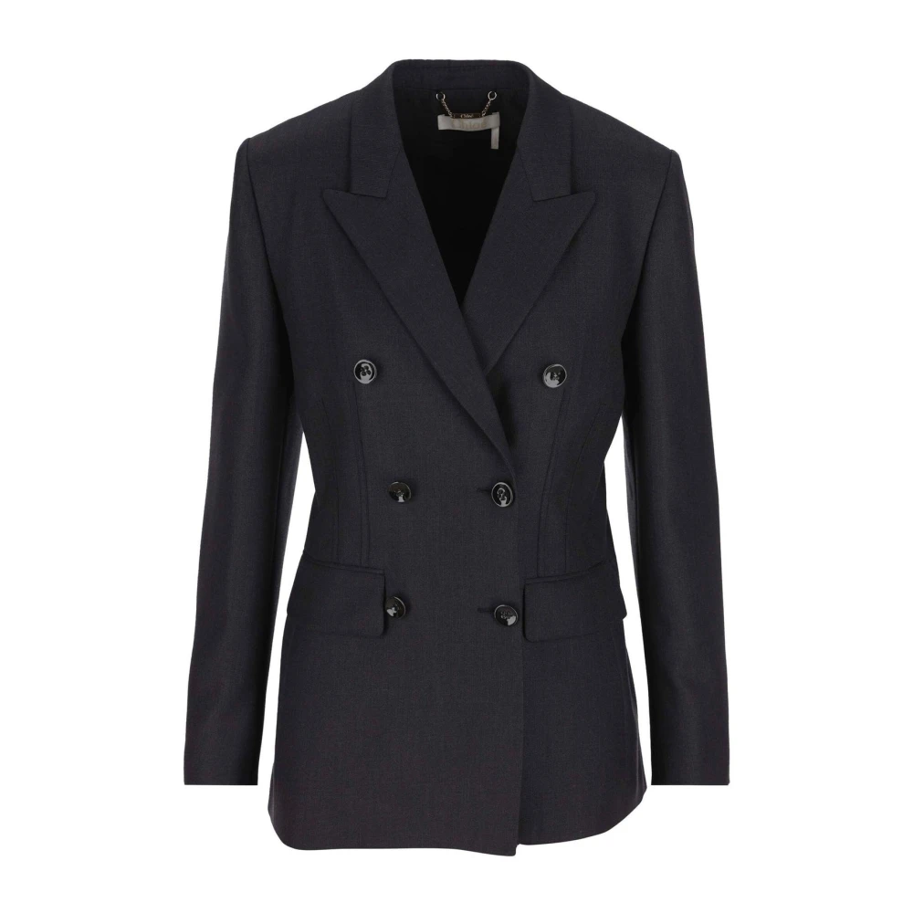 Chloé Wollen jas met dubbele rij knopen Gray Dames