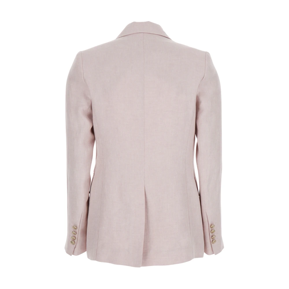 Eleventy Roze Linnen Double-Breasted Jas Vrouw Pink Dames