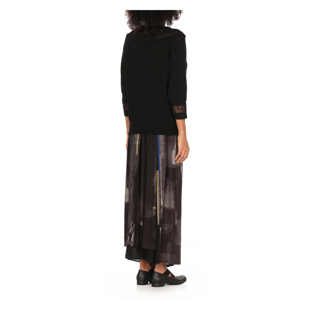 Y-3 Zwarte Katoenen Trui met Uitsparingen Black Dames