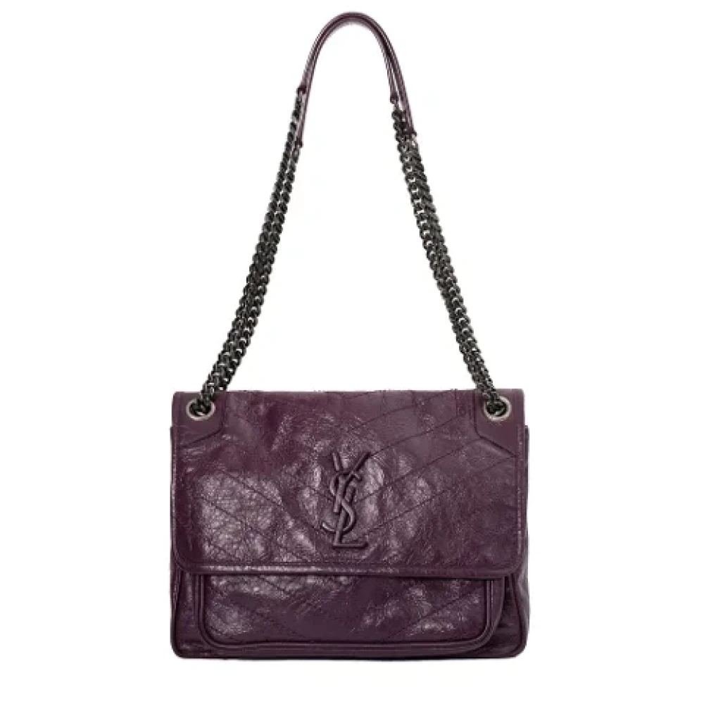 Yves Saint Laurent Vintage Pre-owned Leather shoulder-bags Purple Dames