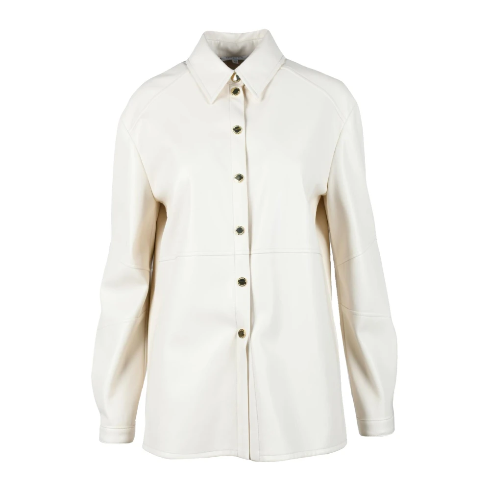 PATRIZIA PEPE Imitatieleren overhemd Beige Dames