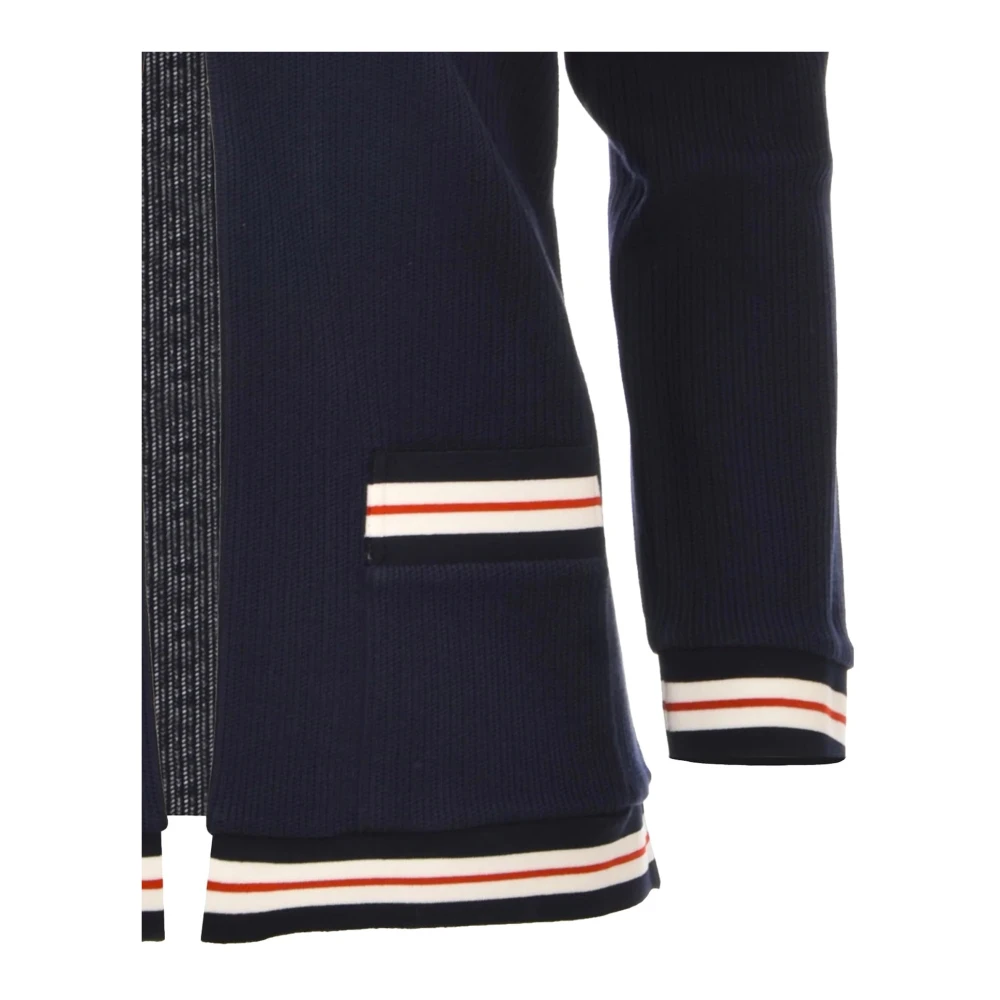 Thom Browne Katoenen vest met geribbelde afwerking Blue Dames