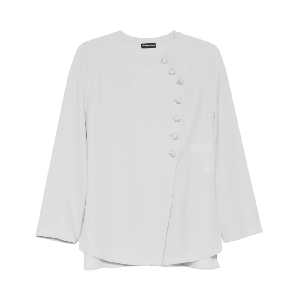 Emporio Armani Blusa Con Cierre Asimétrico En Cady Técnico Blouses & Shirts Mujer Gris L Blusa Con Cierre Asimétrico En Cady Técnico