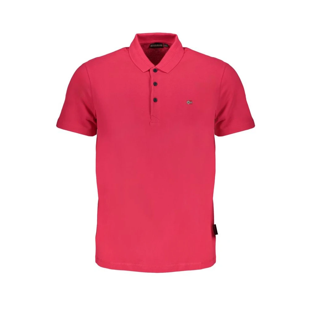 Napapijri Men's Pink Embroidered Logo Polo Shirt