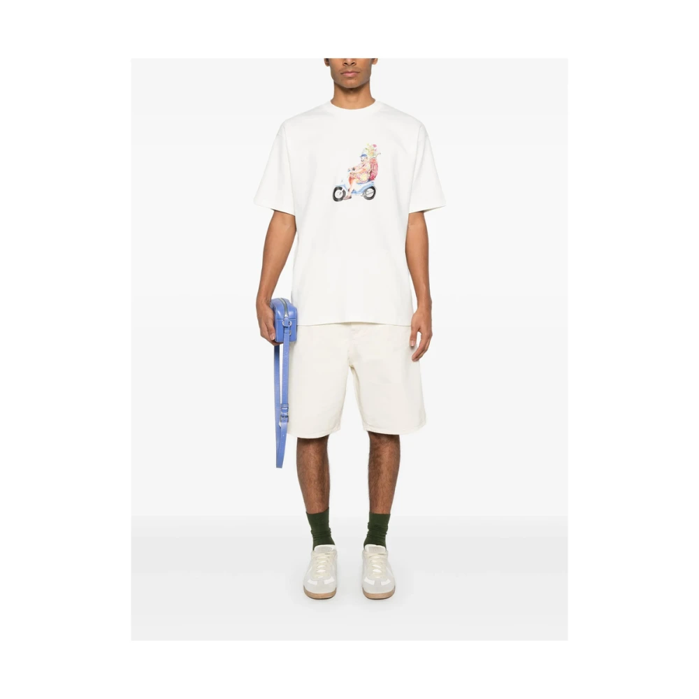 Drole de Monsieur Witte Crew Neck Korte Mouw T-shirt Beige Heren