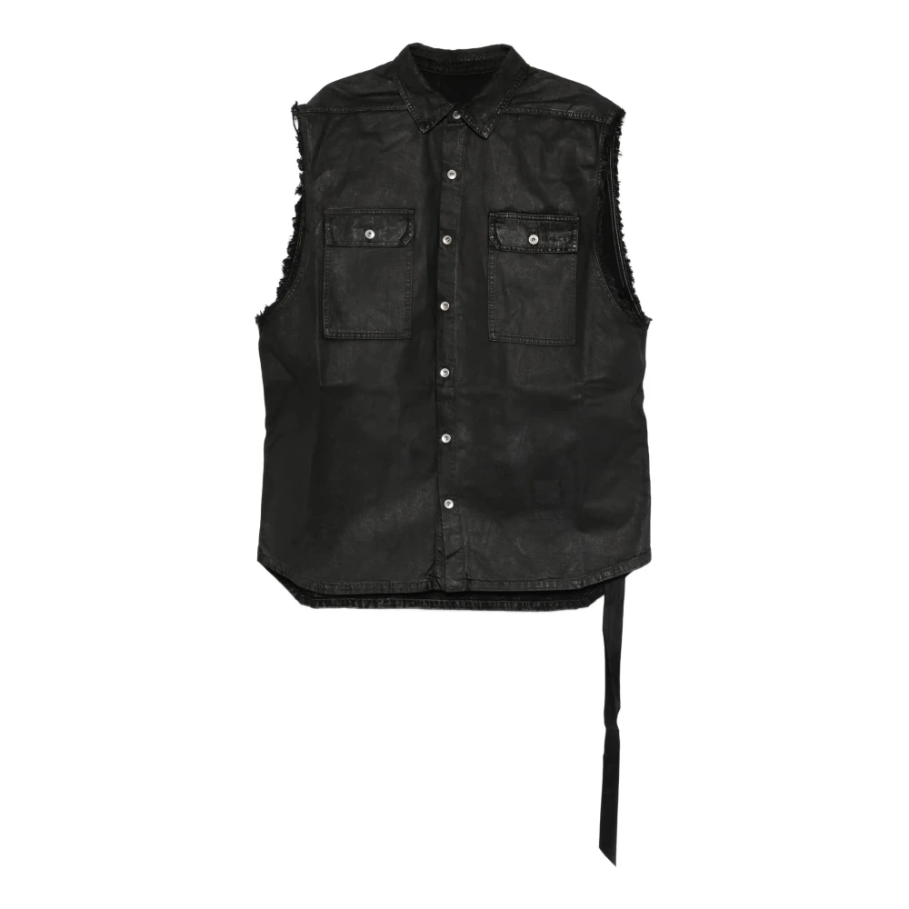 Rick Owens Black Sl Tommy Jumbo Outershirt - Male - Waistcoats - L - Jackets
