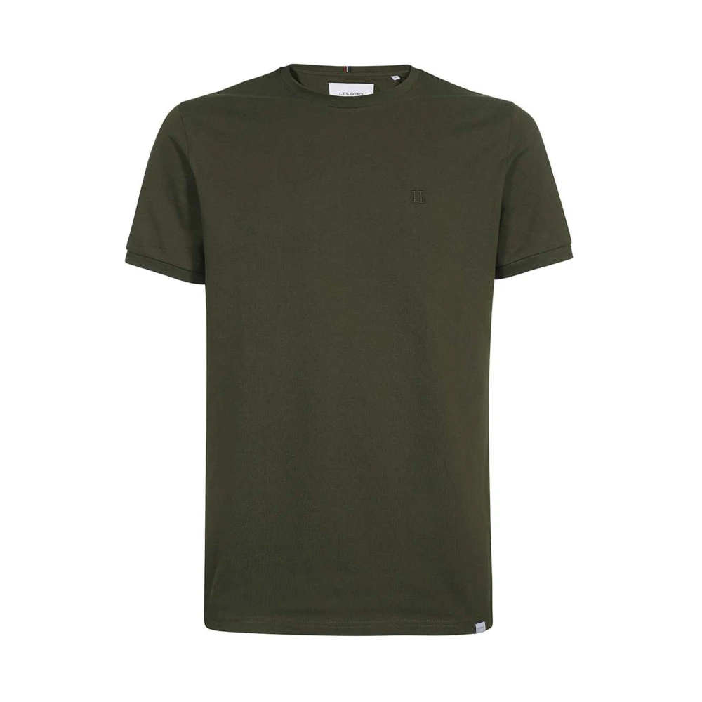Les Deux Katoenen Crew-Neck T-Shirt Green Heren