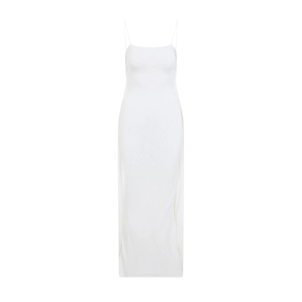 Jacquemus White Maxi Dresses, Female, 2XS, La Robe Maille Plumetis Long Dress