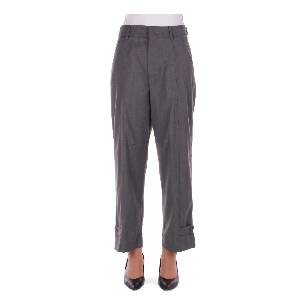 Dondup Pantalones Grises Con Cierre De Logo Trousers Mujer Gris W25 Pantalones Grises Con Cierre De Logo