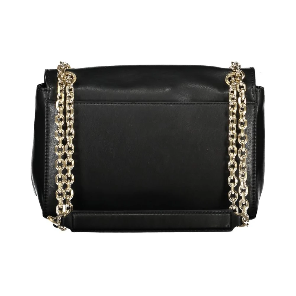 Calvin Klein Zwarte Polyester Schoudertas met Kettinghandvatten Black Dames