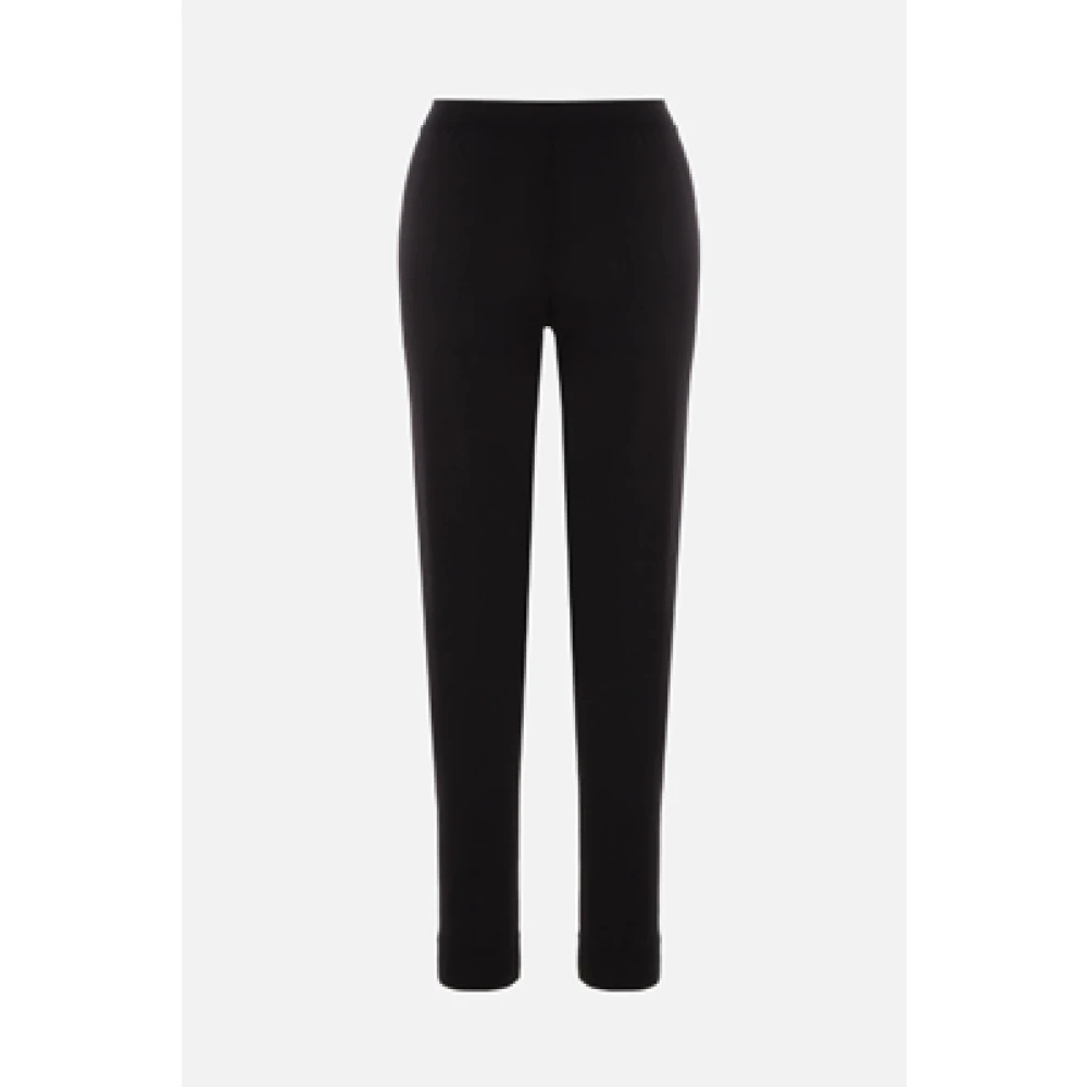 Saint Laurent Zwarte wollen gebreide legging met elastische tailleband en enkelboeien Black Dames