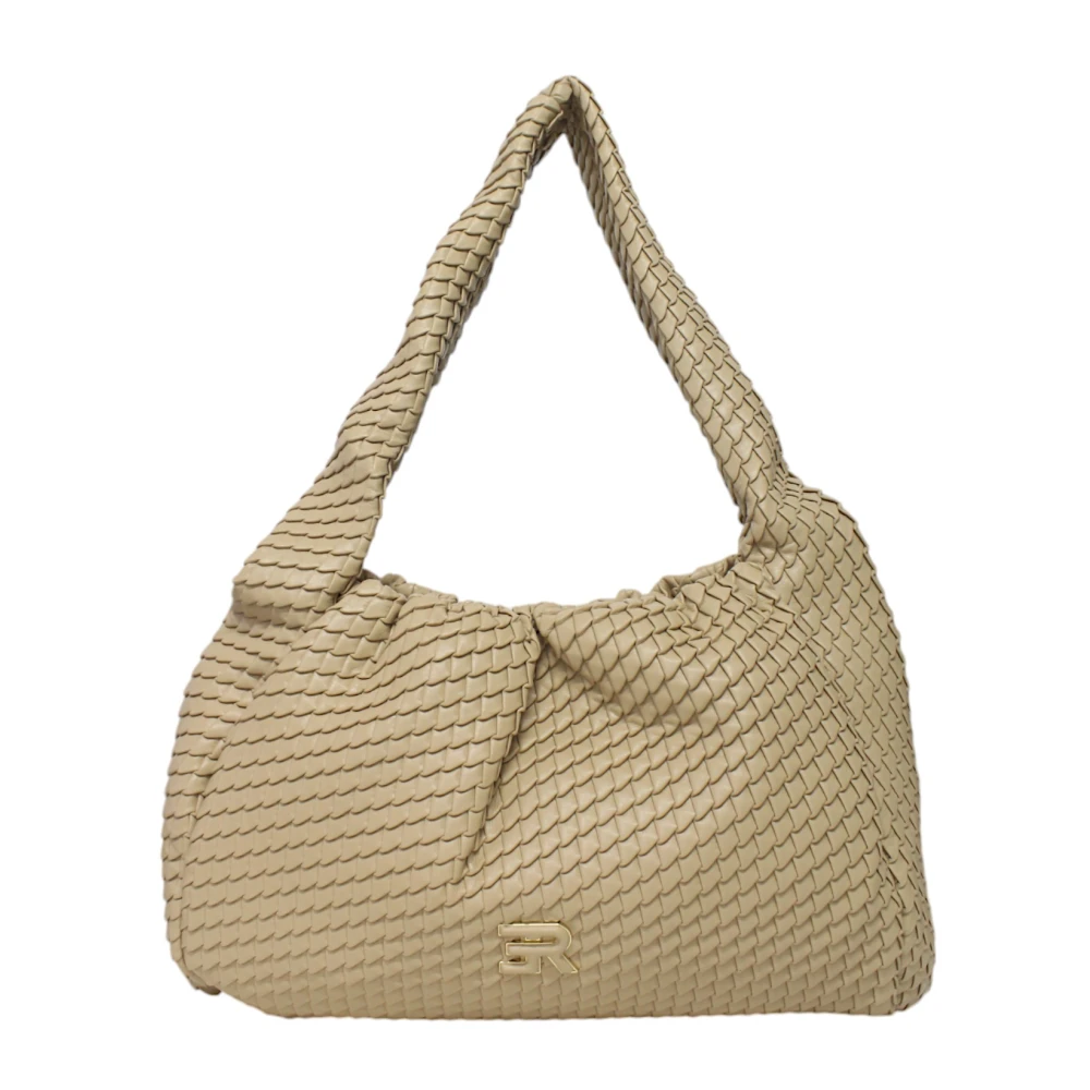 Ermanno Scervino Women's Beige Faux Leather Handbag With Front Logo
