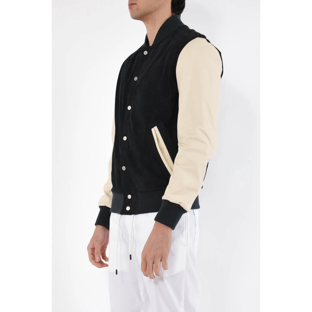 Dfour Slim Fit Leren Bomberjack Blue Heren