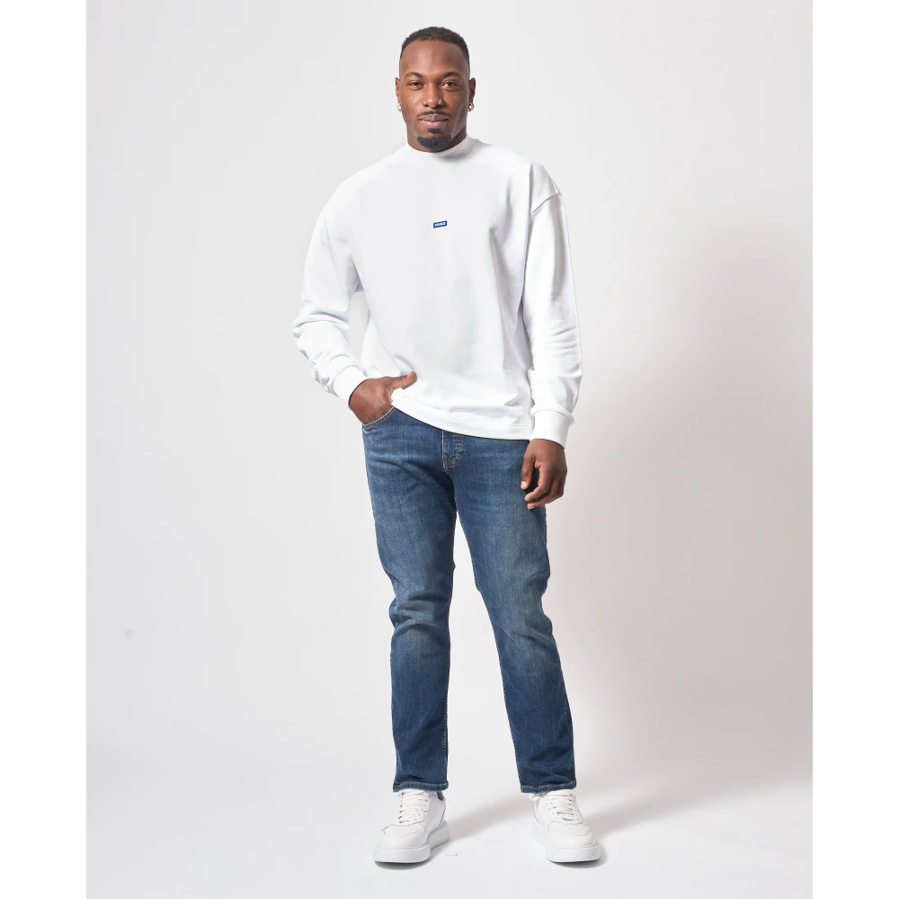 Hugo Boss Witte Sweater Straight Fit Lange Mouw White Heren