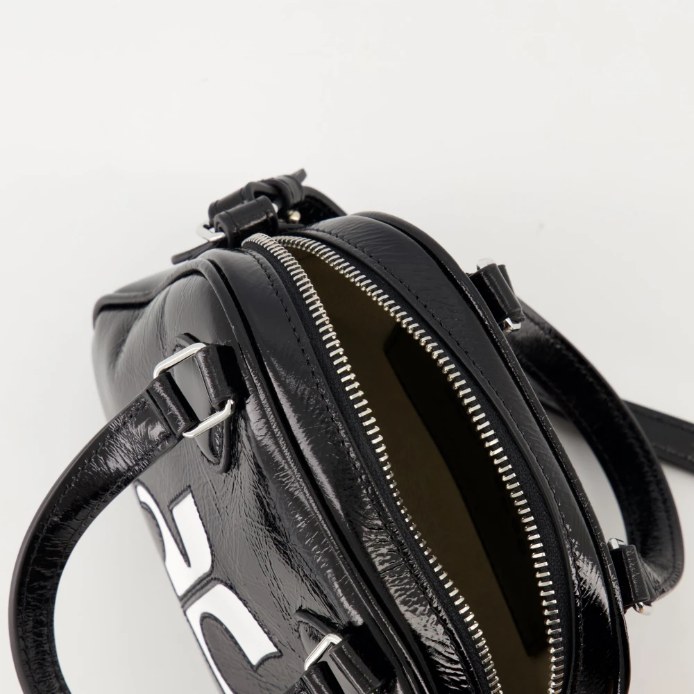 Courrèges Mini Bowlingtas Heruitgave Leer Black Dames