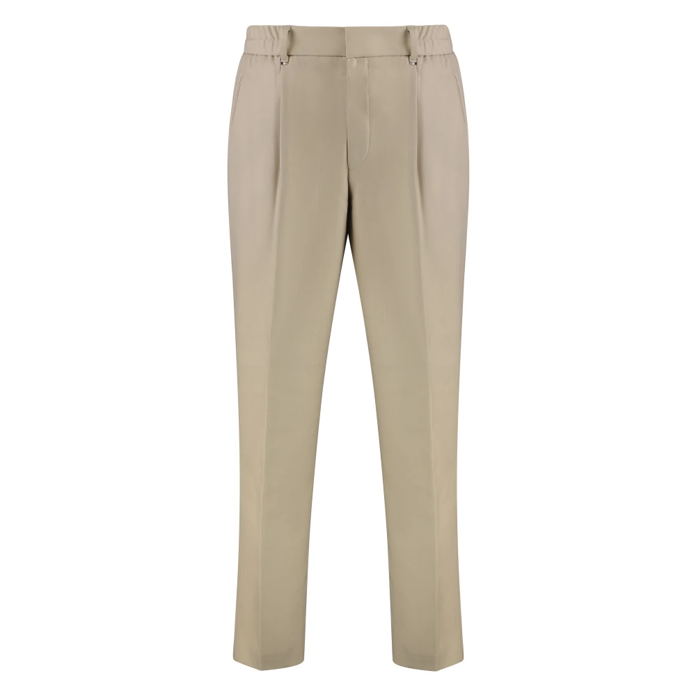 Hugo Men's Beige Slim Fit Chino Trousers With Elastic Waist - Straight Trousers - M - Trousers