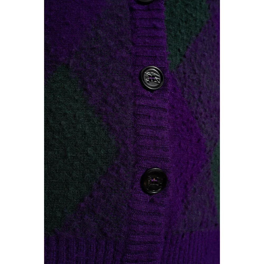 Burberry Cardigan met argyle patroon Purple Dames