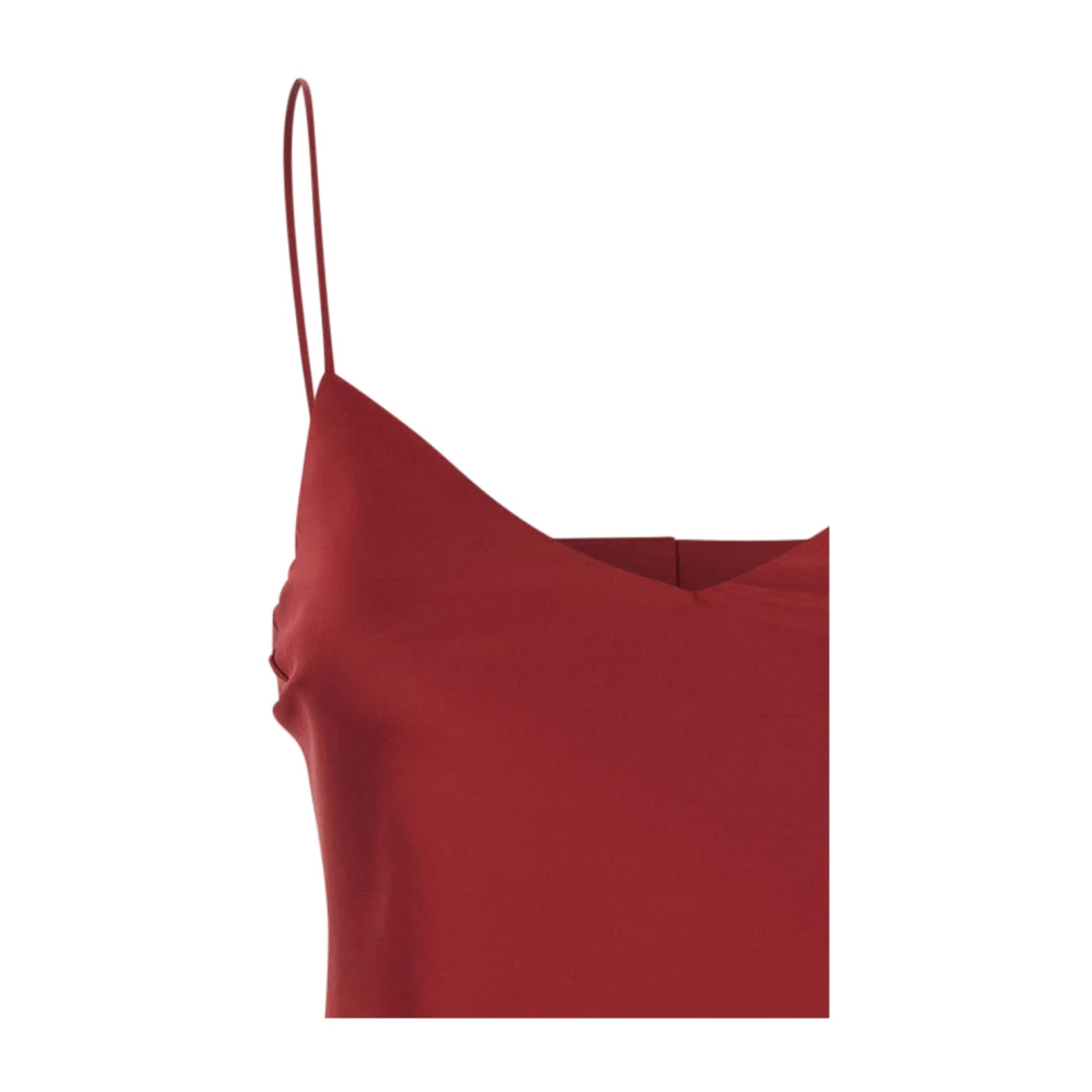 Plain Units Bordeaux Jurk met Dunne Bandjes in Stof Vrouw Red Dames