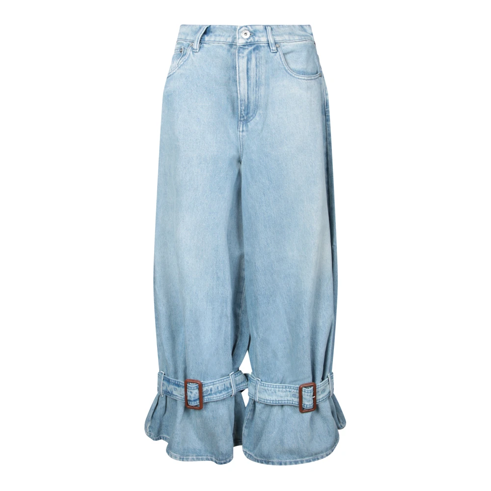 JW Anderson Verstelbare ruche wijde jeans Blue Dames