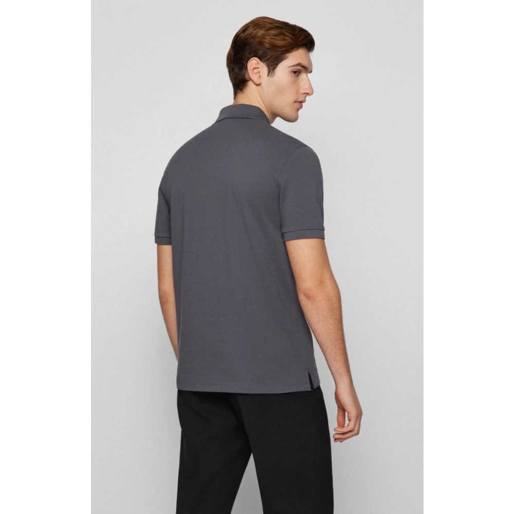 Hugo Boss Biologisch Katoen Geborduurd Logo Polo Grijs Gray Heren