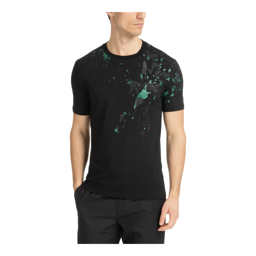 Moschino Gestreept Multikleur T-shirt met Logo Black Heren