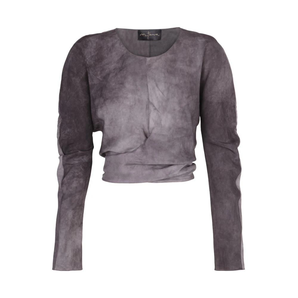 Cortana Lila Zijden Habotai Top Gray Dames