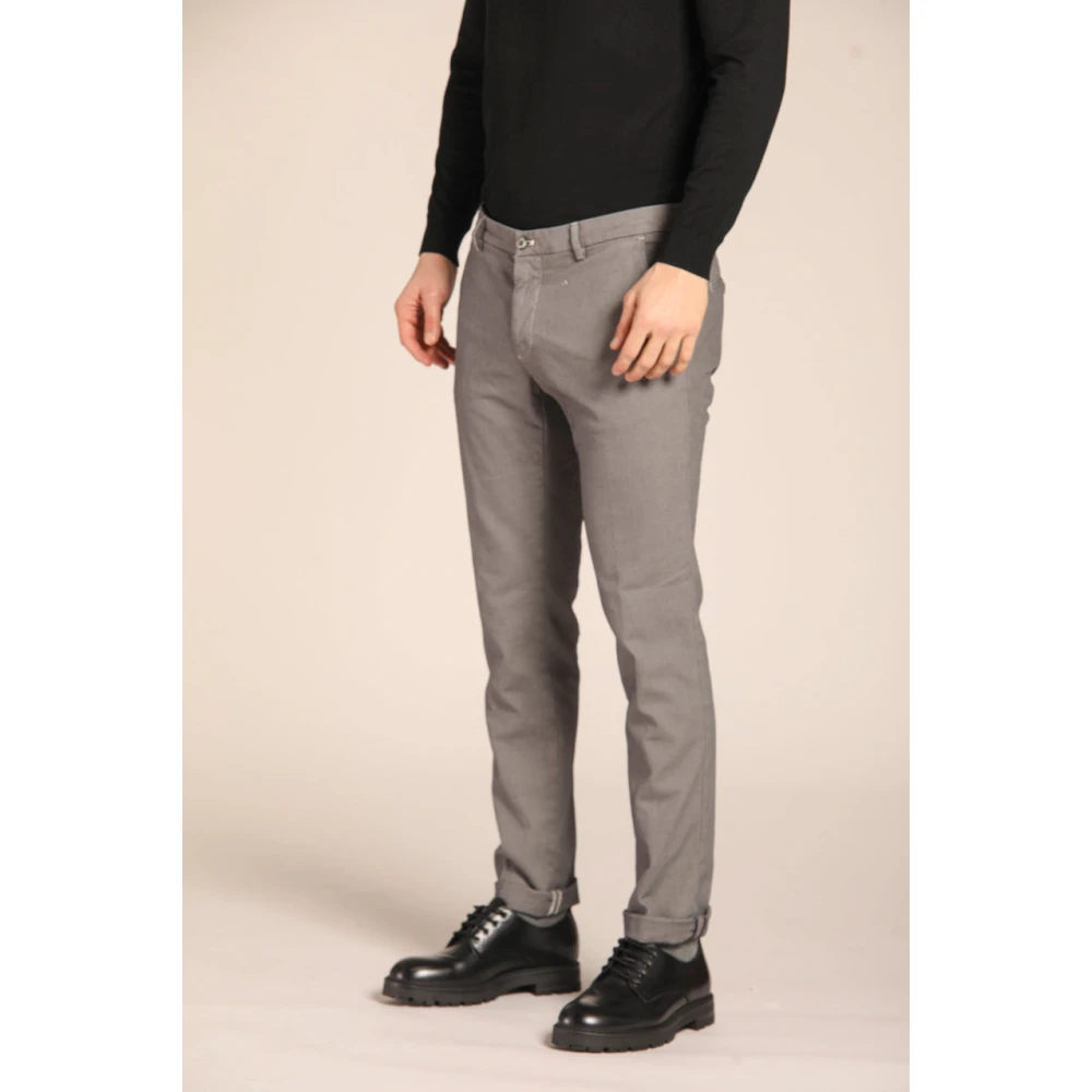 Mason's Milano Style Chino Broek Katoen Stretch Gray Heren
