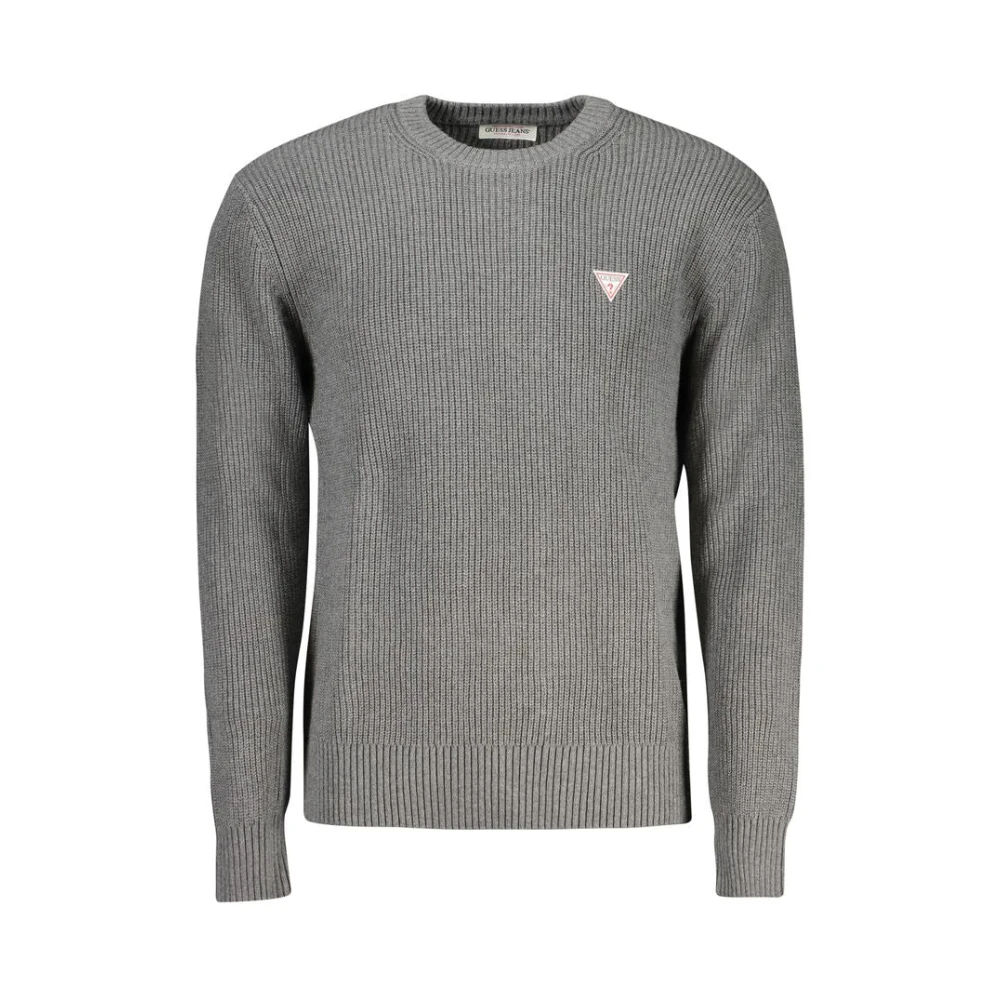 Guess Men's Gray Grey Cotton Jumper - Round-Neck Knitwear - L - Knitwear