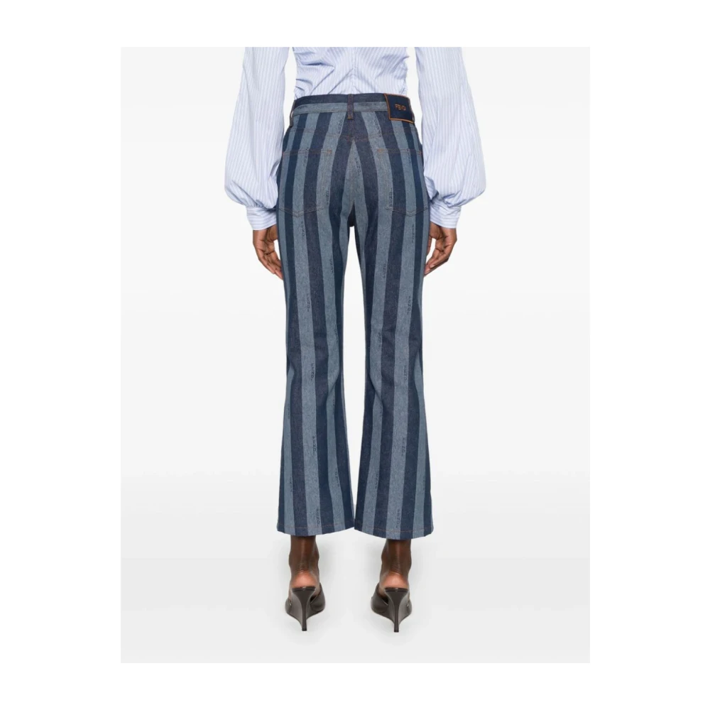 Fendi Blauwe Gestreepte Denim Jeans Blue Dames
