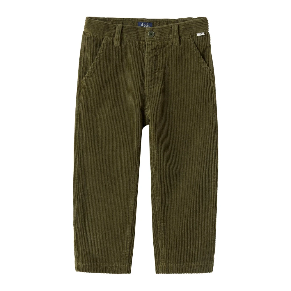 Il Gufo Boys Green Trousers, 8 Y, Ribbed Trousers