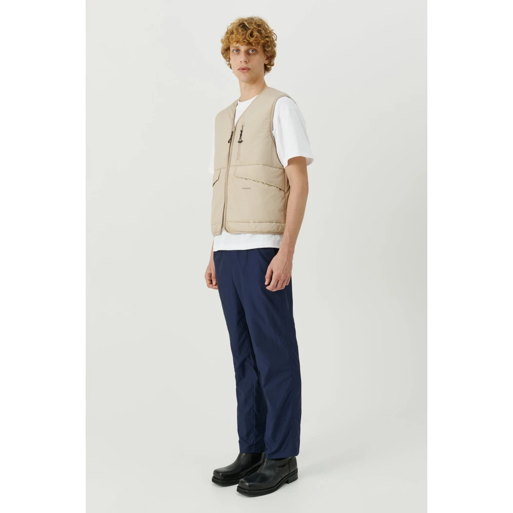 Soulland Utility Vest in Polyester Ripstop Stof Beige Heren