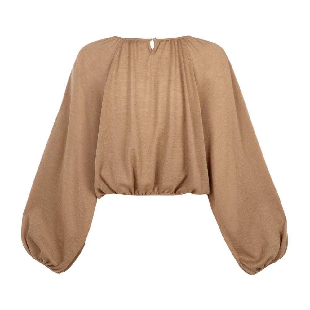 Cortana Kasjmier Gebreide Top met Ronde Hals Brown Dames