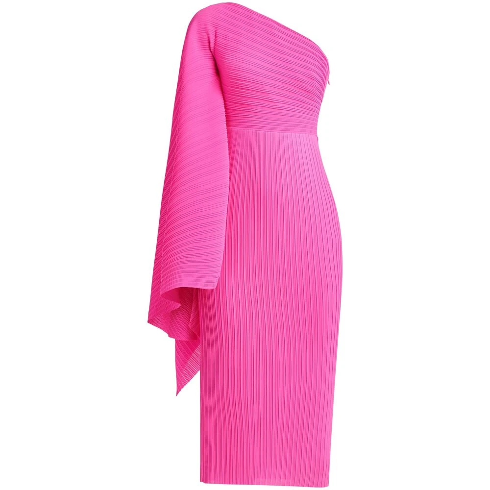 Solace London Fuchsia Roze Geribbeld Gebreide One-Shoulder Jurk Pink Dames