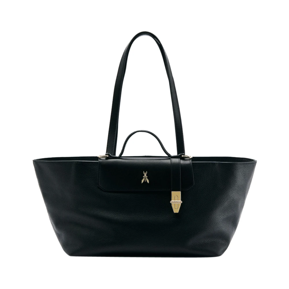 Patrizia Pepe Women's Black Modern Utility Leather Bag - Shopping Bags - One Size - Bags