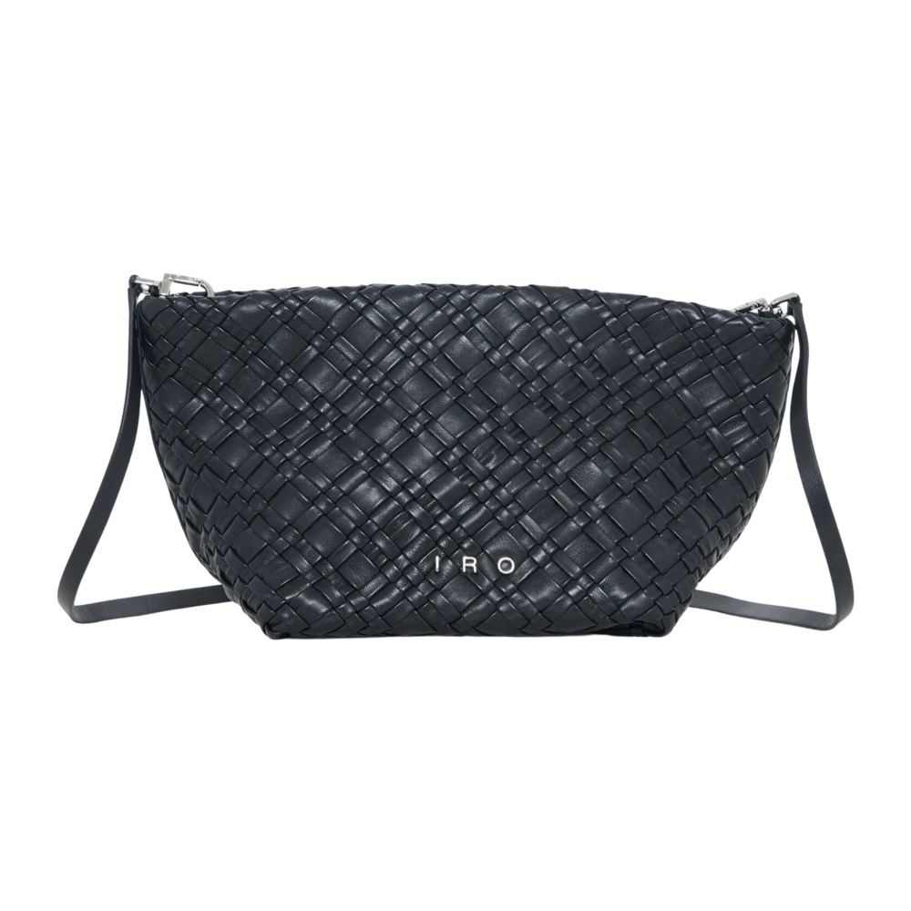 IRO Gevlochten leren etui met afneembaar handvat Black Dames