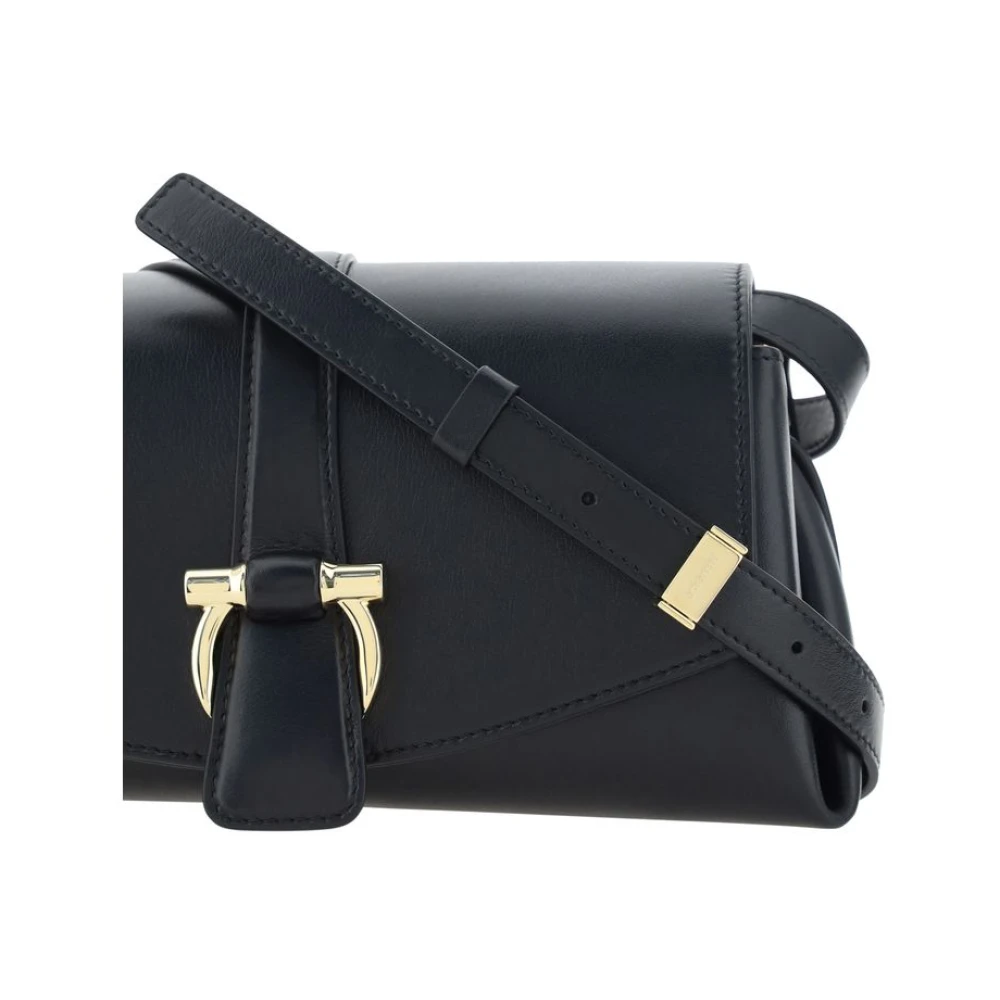 Salvatore Ferragamo Leren Flap Schoudertas Black Dames