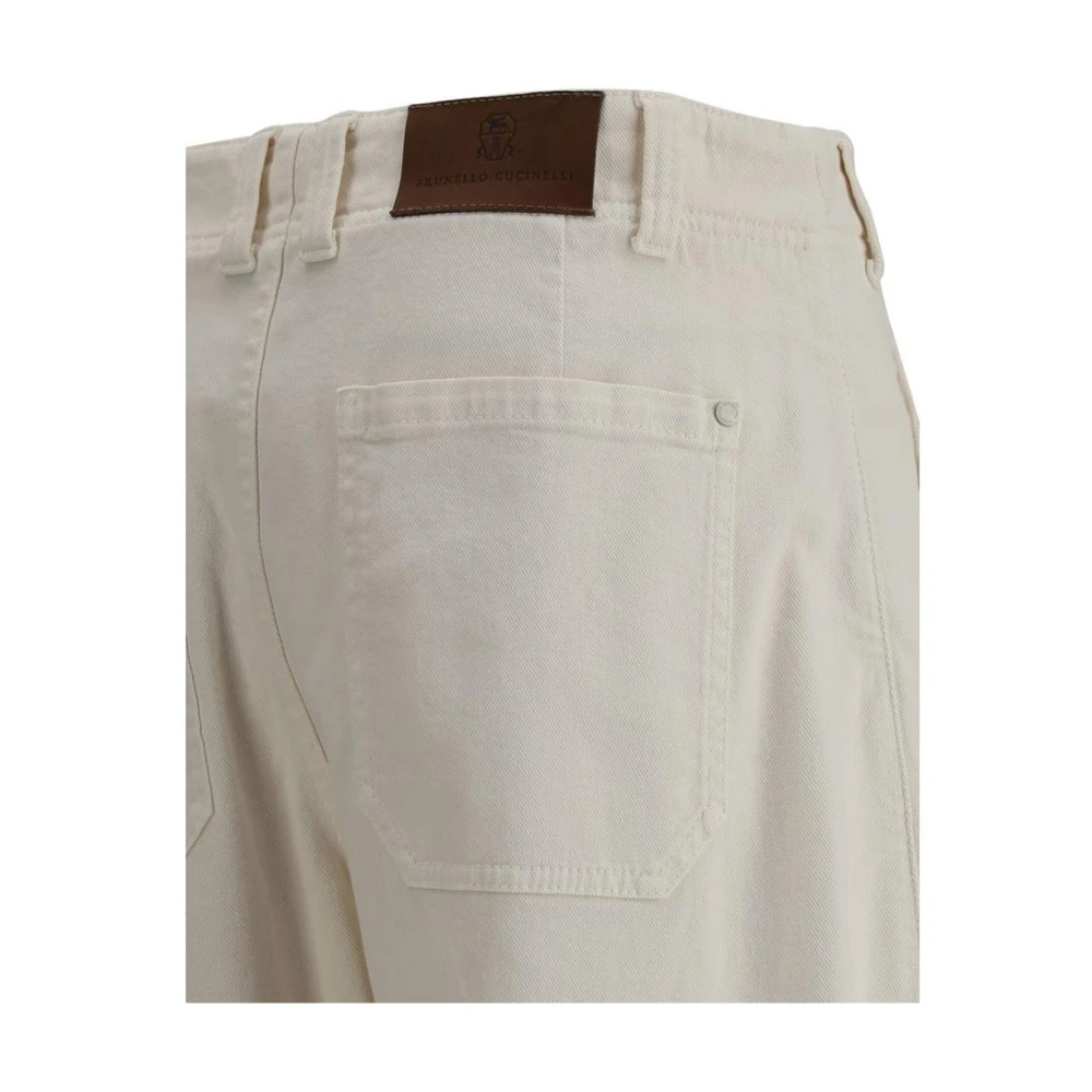 BRUNELLO CUCINELLI Stijlvolle gebogen been geverfde jeans met zakken Beige Dames