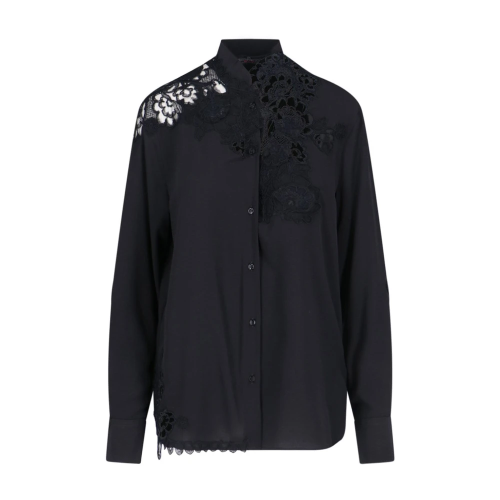 Ermanno Scervino Casual Katoenen Overhemd in Blauw Black Dames