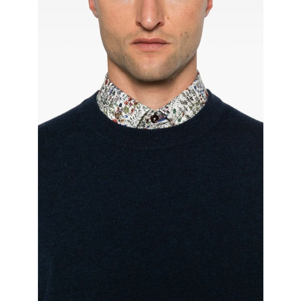 PS By Paul Smith Navy Blue Cashmere Crewneck Sweater Blue Heren