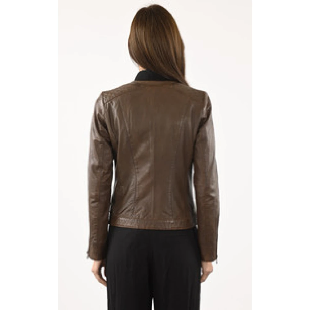 La Canadienne Bruin Leren Spencer Jas Brown Dames