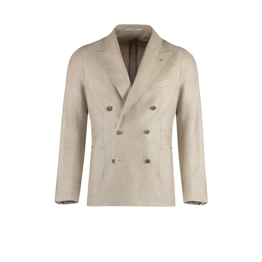 Tagliatore Men's Beige Blazers, L, Double-Breasted Blazer