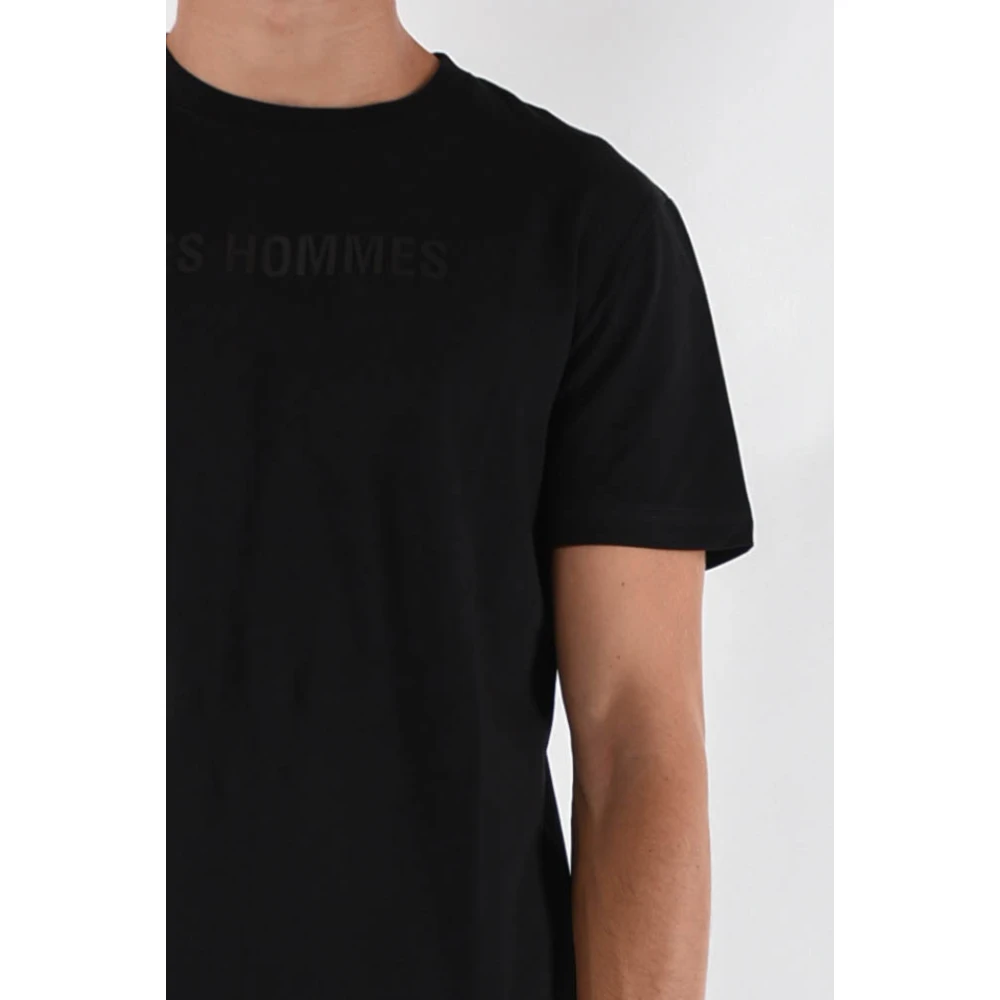 Les Hommes Logo T-shirt met Regular Fit Black Heren