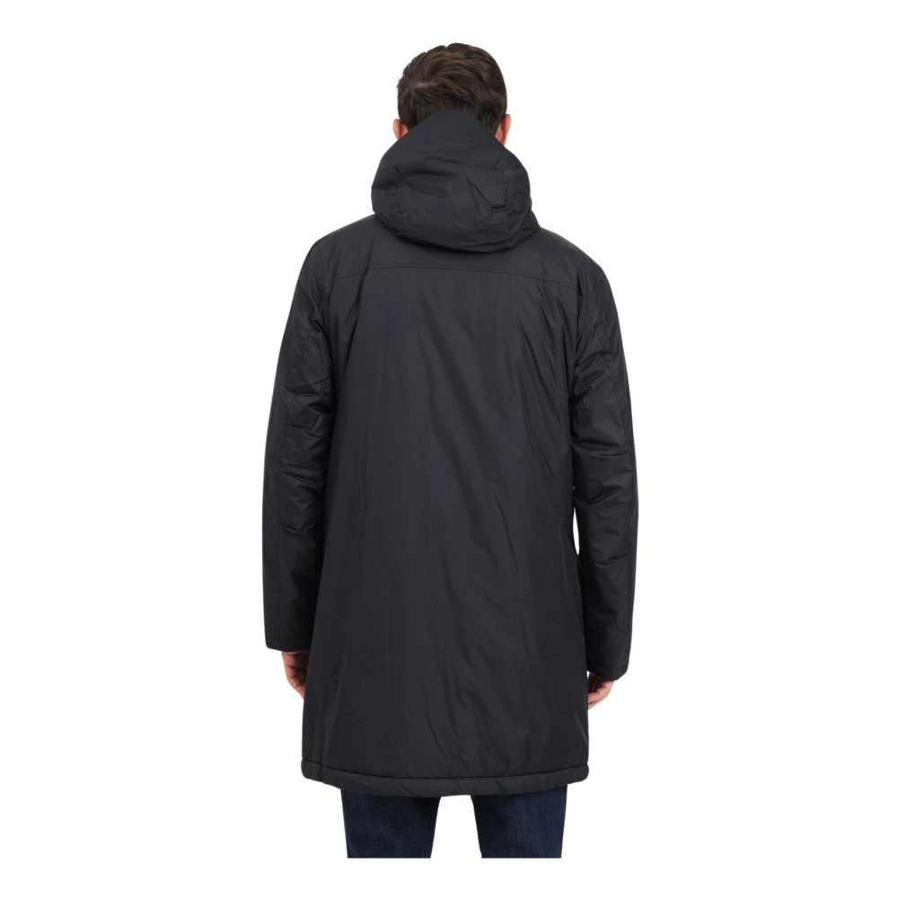 Blauer Lange Heren Parka met Capuchon Black Heren