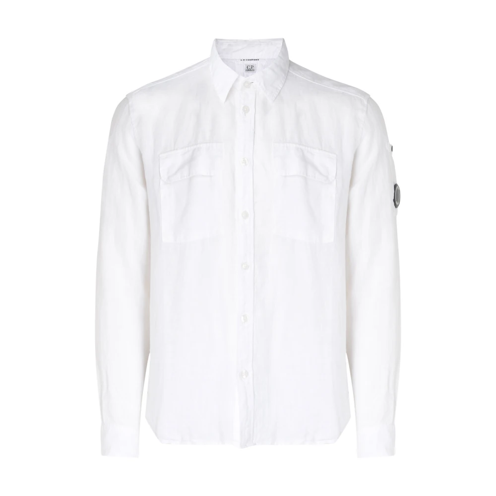 C.P. Company Witte Linnen Overhemd Puntkraag White Heren